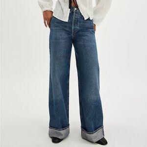 Agolde Medium Blue Wide Leg Jeans